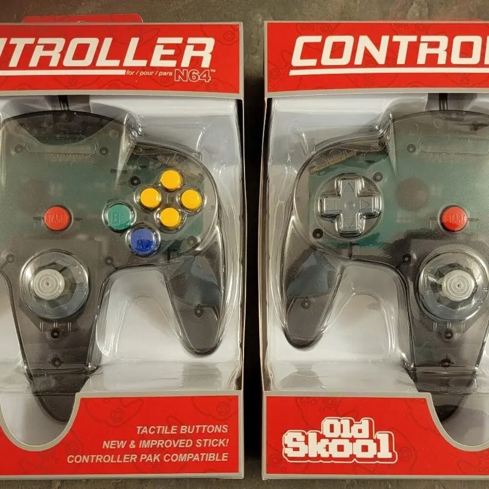 2 N64 Controllers - Smoke Black (NEW) - Nintendo64 - Funtastic Color - Old Skool